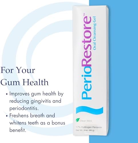 Perio Restore Gel (3 oz) – Mint-Flavored at-Home Periodontal & Teeth Whitening Treatment with 1.7% Hydrogen Peroxide | Includes 2 Application Trays for Easy Use
