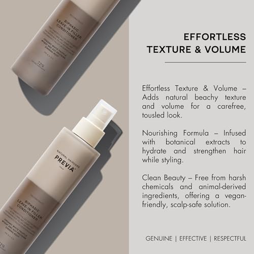 PREVIA Hydrating Leave-in Conditioner Spray with White Truffle Extract - Reconstructive Biphasic Detangling Treatment for Damaged, Dry, and Brittle Hair - Tames Frizz & Controls Static 6.7Floz
