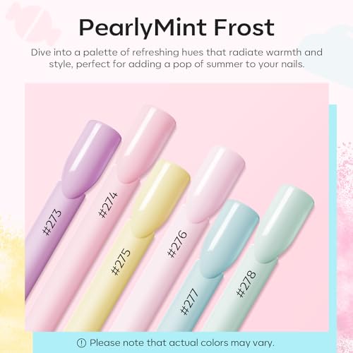 Modelones Pink Acrylic Powder Kit - 6 Colors Pastel Yellow Blue Purple Macaron Spring Cover Powder for Nail Art Extension - No Lamp Needed (A3-PearlyMint Frost)