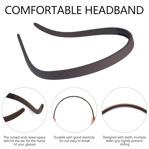 TOBATOBA Headbands for Glasses Wearers - No Pressure, No Headache - Non Slip Square Headbands for Women & Girls, 6 Pcs