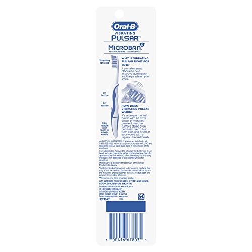 Oral-B Pro-Health Pulsar Battery Toothbrush, Soft, Blue , 2 Count (Pack of 1)