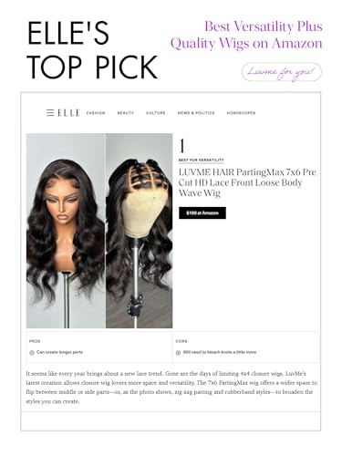 LUVME HAIR All-Day Comfort Real Glueless 7x6 HD Lace Wig 200% Density PartingMax Lace Wigs Loose Body Wave Lace Front Wigs Human Hair Pre Cut Plucked Lace Frontal 18 Inches Natural Black Color