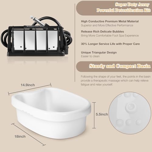 Ionic Foot Bath Detox Machine, Feet Detox Machine for Home Use Salon, an Ionic Foot Spa at Home with 2 Super Duty Arrays,Epsom Salt, 10 Basin Liners (Colorful)