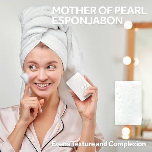 T.Taio Esponjabon Mother of Pearl Soap Sponge - Cleansing Shower Scrubber - Cleaning Bath Wash Scrub - Oil Removal - Massage & Lather Foot, Elbow, & Face - Bathroom Accessories - Fresh Scent (10-pack)