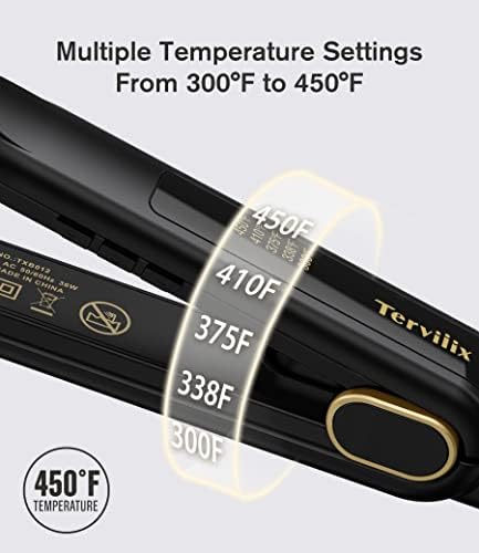 Terviiix 1/2 Inch Flat Iron for Short Hair, Small Hair Straightener and Curler 2-in-1 for Pixie Cuts & Touch-Ups, Rounded Edge Mini Flat Iron for Men and Women, Dual Voltage Travel-Friendly