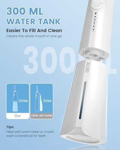 Water Flosser Teeth Pick: 9 Jet Tips Cordless Oral Irrigator with 300ML, 5 Modes Portable Power Dental Flossers, IPX7 Waterproof Rechargeable Electric Waterflosser Machine for Home Travel