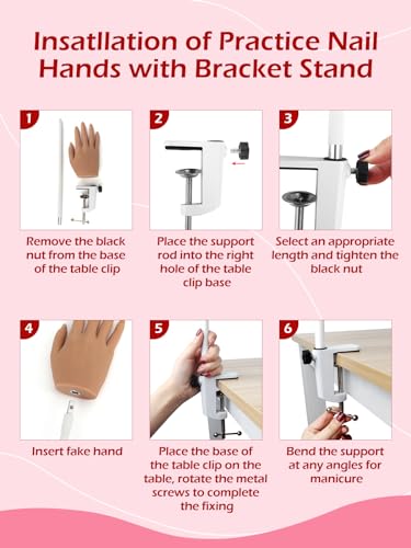 LIONVISON Practice Hand for Acrylic Nails, Silicone Nail Hand Practice, Flexible Fingers Fake Training Hand False Mannequin Hands for Nail Practice, Hand Model Kit for Nail Supplies Manicure Beginners