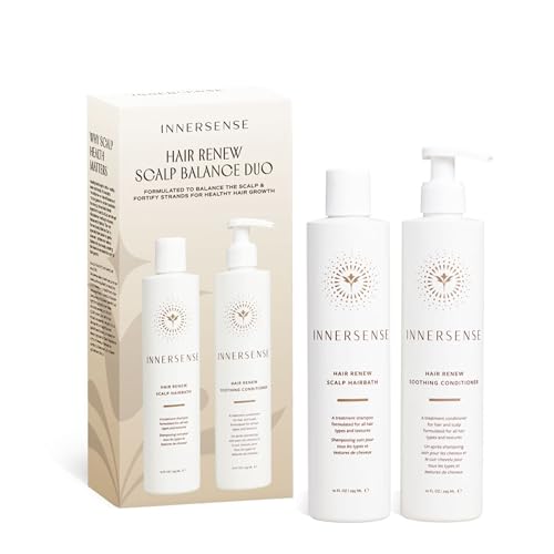 INNERSENSE Organic Beauty - Hair Renew Scalp Balance Duo | Hairbath (10 fl oz) + Conditioner (10 fl oz) | Non-Toxic, Cruelty-Free, Clean Haircare
