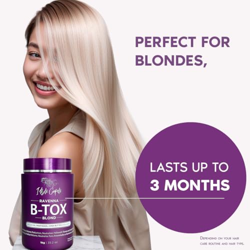 Ravenna Hair B-tox Treatment for Blond Hair, 35.2 oz (1kg) - Formaldehyde-Free, Anti-Frizz, Smoothing, Deep Hydrating and Moisturizing Action, Argan Oil, Keratin, Panthenol