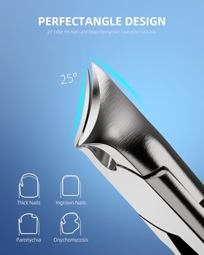 Nail Clippers for Thick & Ingrown Toenails - Sharp Curved Blade & Non-Slip Handle -Toenail Clippers for Men, Women, and Seniors - Professional Heavy-Duty Pedicure Tool Gift