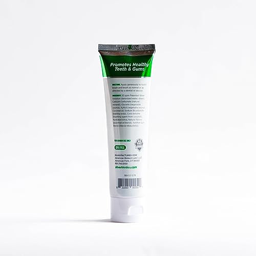 Silver Biotics Tooth Paste | SilverSol Ag₄O₄ 20 ppm Nano-Silver Infused + Above-Sea Coral Calcium | Naturally Whitening | Flouride-Free | Winter Mint | 4 oz
