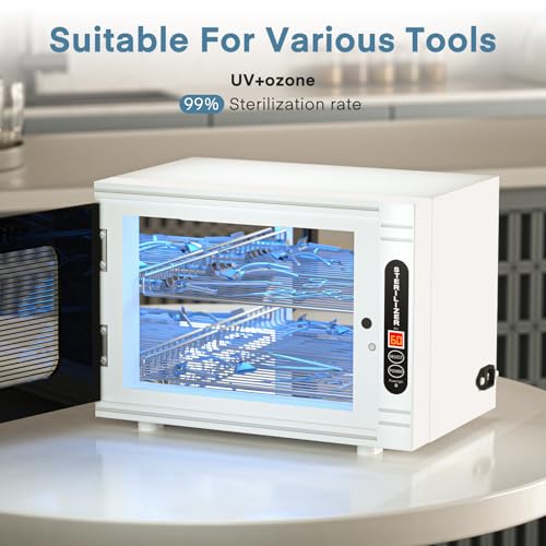 Yofuly Sterilizer for Esthetician, 12L Large Sterilizer for Nail Tools, Multi-Functional Nail Cleaning Box, Large Capacity Cleaning Cabinet for Home Use, Barbers, Beauty Salons, and Spas