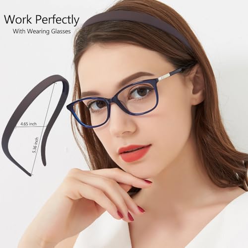 TOBATOBA Headbands for Glasses Wearers 10Pcs, Sunglasses Headband for Women Girls, No Headache Headband Flex, Comfortable Headbands Non-slip, Square Headband, Matte Plastic Headbands No Pressure