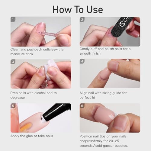 Curvlife Soft Gel Press on Nails, Fake Nails with Bright-Pink Design Full Cover False Nails for Women Reusable Nail Kit with Nail Glue Adhesive Tabs Nail File