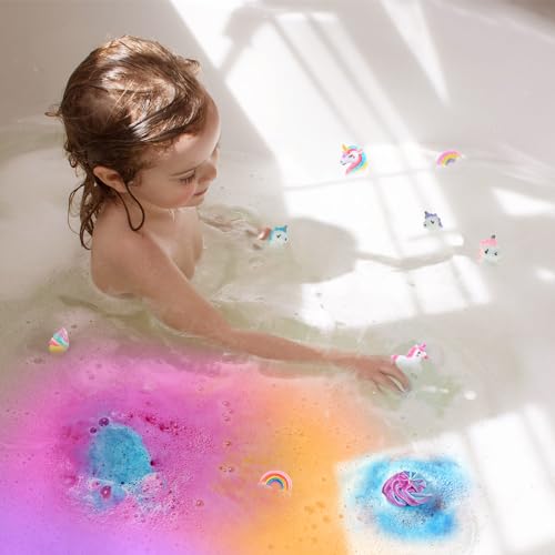 Bath Bombs for Kids with Surprise Unicorn Inside, 20 Kids Bath Bombs Gift Set, Handmade Bubble Bath Fizzes Bomb for Chrildren Birthday Christmas and Party Favor Christmas Gifts Set for Girls