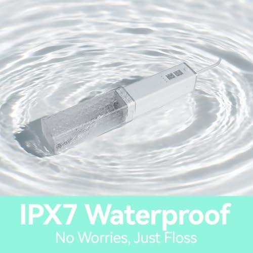 Liberex Portable Water Flosser Cordless - 40S Quick Dental Floss for Travel Vacations Commute Work Outdoor, Waterproof with Customizable Water Pressure