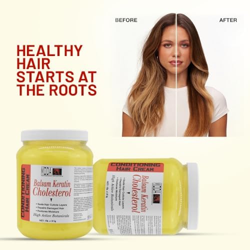 MODA - Cholesterol Deep Conditioning Hair Cream with Keratin, Panthenol, Collagen Amino Acids, Jojoba Oil, and Vitamin E – 64 Oz