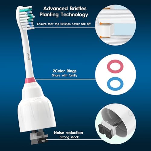 Replacement Brush Heads Compatible with Philips Sonicare, Compatible with Sonicare E Series Essence Xtreme Elite Advance and CleanCare Screw-on Electric Toothbrush, BN728, 8 Pack
