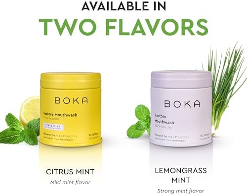 Boka Travel Size Mouthwash Tablets - Hydroxyapatite, Fluoride Free & Alcohol Free - Chewable Tablets to Freshen Breath, Kill Odor Quickly - (90 Pcs, Mint)