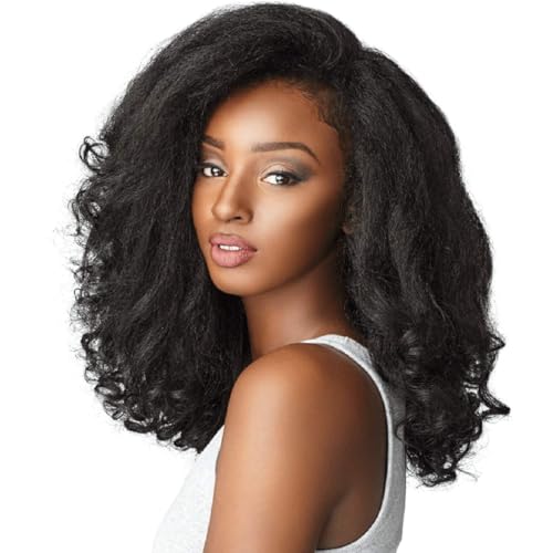 Sensationnel Curls Kinksandco Half Wig - Rain Maker Instant Weave Drawstring Cap for Natural 3C to 4C Hair Textures (1B OFFBLACK)