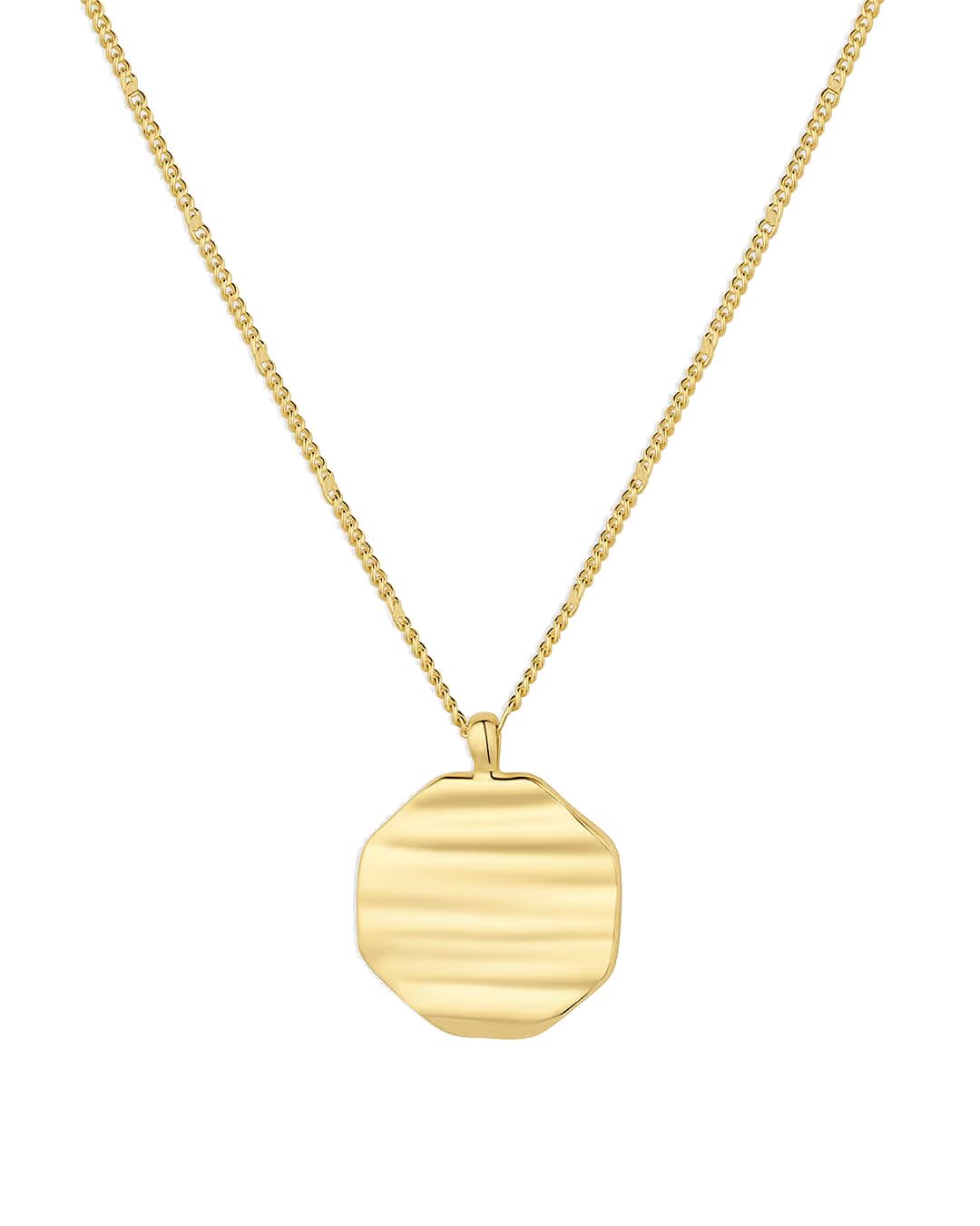 gorjana - Sunset Coin Necklace 17 1/8" - 18k Gold Plated Brass - Unique Sunset Design - Spring Ring Closure - Versatile Layering Piece - Daily Elegance