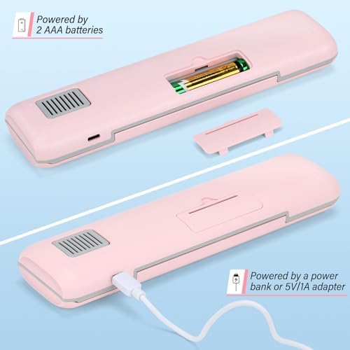 YourMate Toothbrush Sanitizer Case Travel Toothbrush Covers Case for Houshold and Traveling Power by AA Battery or USB-C Pink