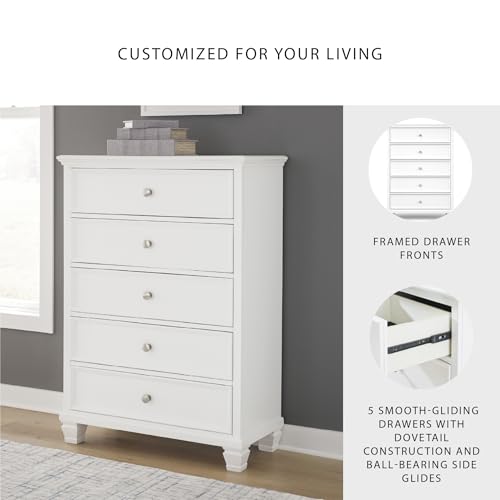 Signature Design by Ashley Fortman Casual 5 Drawer Chest for Bedroom, White