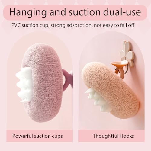 Super Soft Sunflower Bath Sponge – 2025 2-in-1 Exfoliator with Suction Cup for Shower & Bath (Pale Blue+Purple)