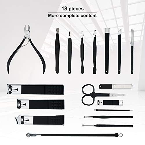 Manicure Set Professional Nail Clippers Kit Pedicure Care Tools- Stainless Steel Women Grooming Kit 18Pcs for Travel or Home (Pink)