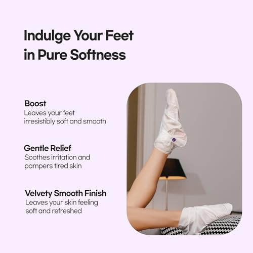 Epielle Relaxing Foot Masks 6 Pairs, Deep Moisturizing Socks for Dry Feet & Cracked Heels, Relieve and Soften with Melatonin & Lavender Extract, Korean Skin Care, Foot Spa, Self Care Gifts for Women