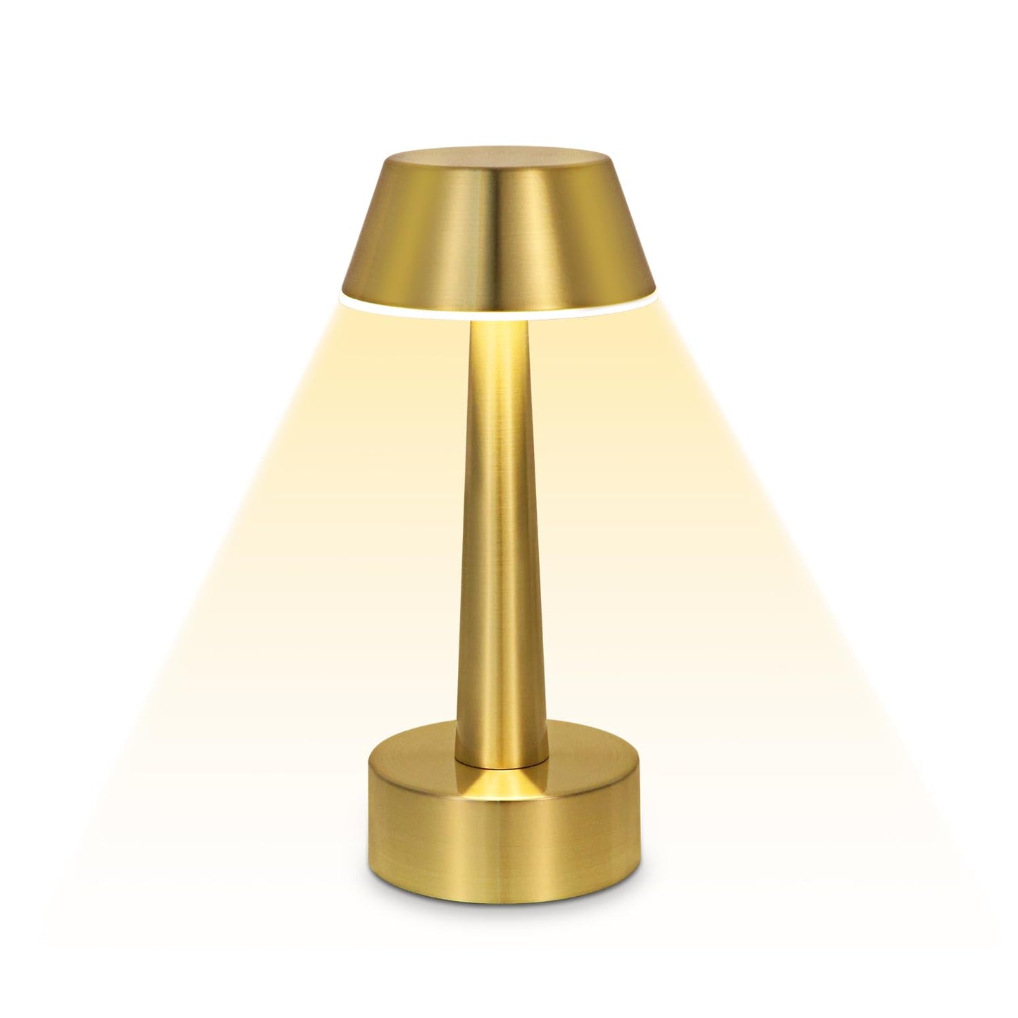 UMEXUS Cordless Small Table Lamp for Bar Restaurant, Rechargeable Battery Operated Touch Lamps, Gold 3-Way Dimmable Metal Portable Bedside Mini Night Light for Outdoor, Home Decor