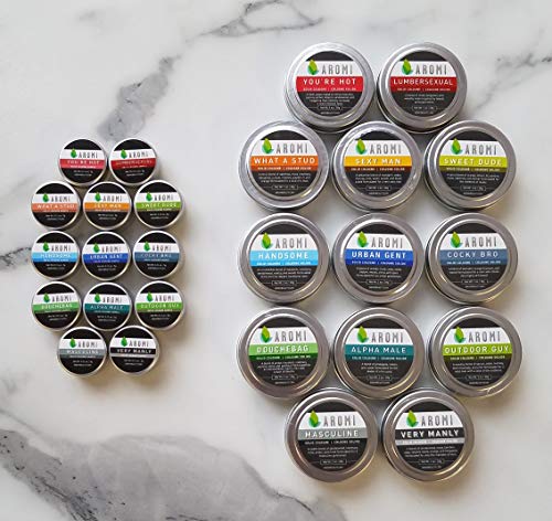 Aromi Handmade Men's Solid Cologne Set with 13 Samples, Long Lasting Vegan Fragrance for Day, Night, Wax Perfume, Gift, Travel,