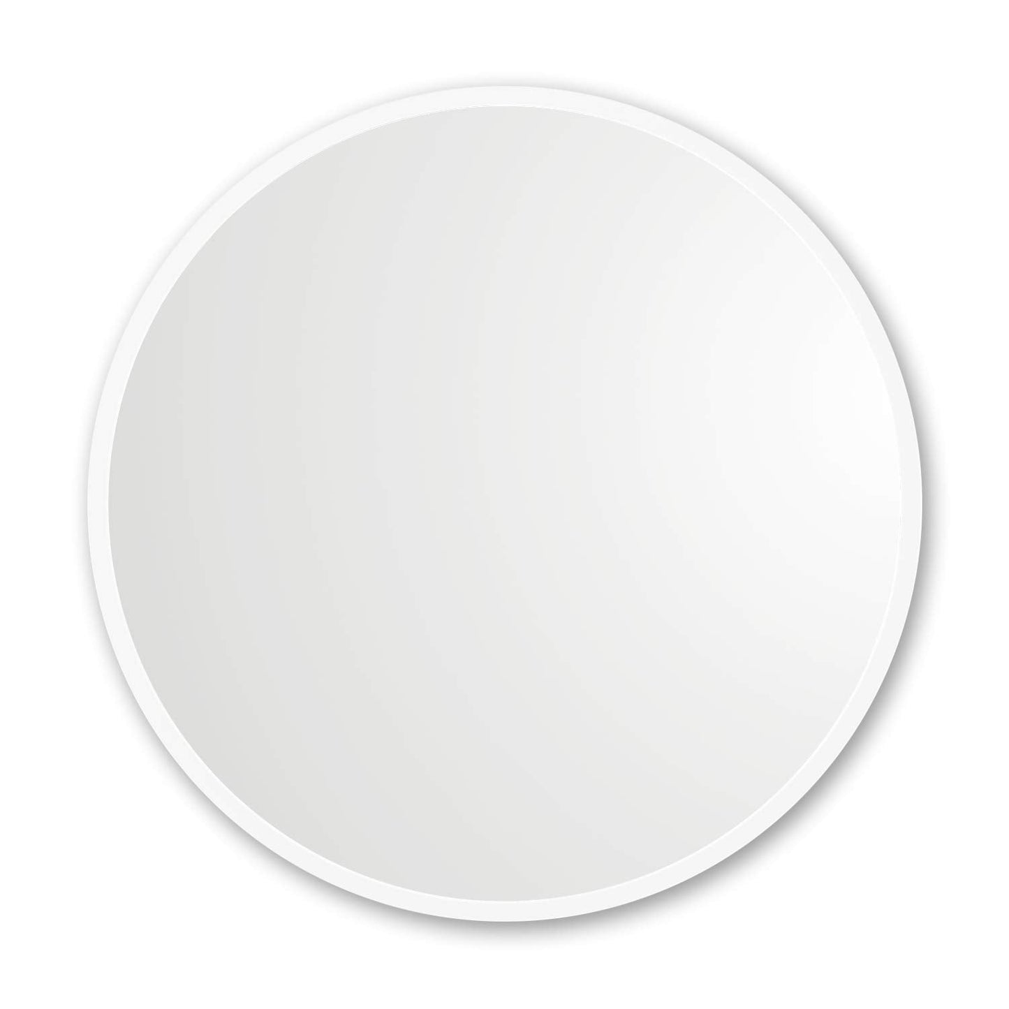 Better Bevel 36” x 36” White Rubber Framed Mirror | Round Bathroom Wall Mirror