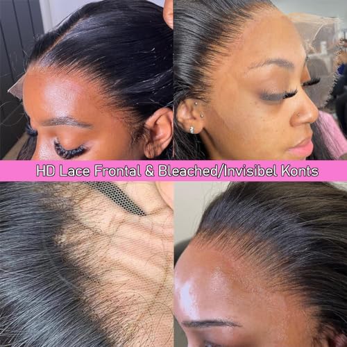 CITY GIRL Body Wave Lace Front Wigs Human Hair Pre Plucked 26 Inch 13x4 hd Transparent Lace Frontal Body Wave Human Hair Wig for Women 200 Density Natural Black