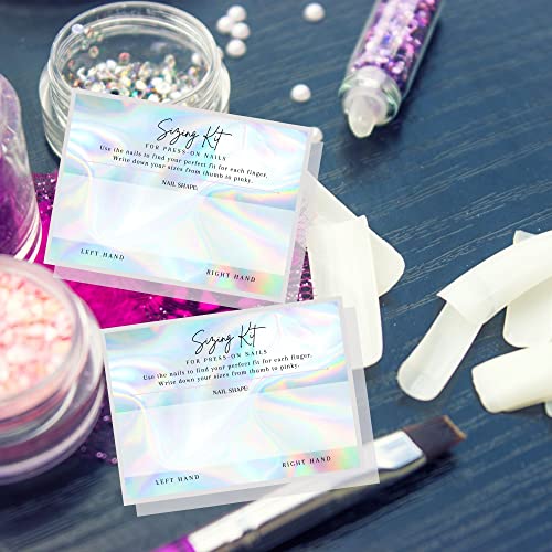 Press On Nail Sizing Card | 30 Pack | 5x7" inch Large Postcard |Press-On Nail Supplies | For DIY Press-On Nail Kit | Sizing Guide for Press-On Nails | Holographic Design