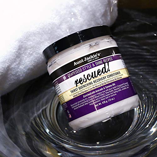 Aunt Jackie's Grapeseed Style and Shine Recipes Rescued Thirst Quenching Hair Recovery Conditioner Repair Treatment, Seals in Moisture, 18 oz