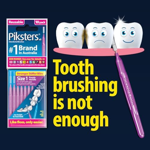 Piksters Interdental Brushes, 35 pk, Size 00, Interdental Tooth Brush for Extremely Tight Gaps, Gum Soft Bristles for Plaque Removal, Safe for Braces