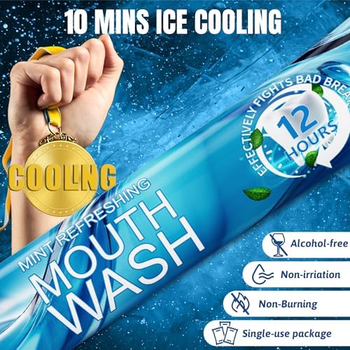 Travel Size Toiletries Mouthwash Packets - TSA-Approved Mini Mint Mouthwash for Adults, Alcohol & Fluoride-Free Oral Care for Air Travel Gifts, Dates & Office, Individually Wrapped (Pack of 30)