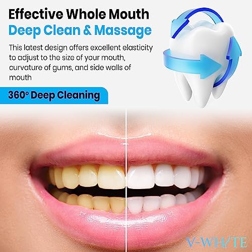 V-White U-Shaped Replacement Head for Ultrasonic Toothbrush - New Improved Design, 75% Faster, Effective Whole Mouth Deep Clean & Massage, Thinner Soft Food Grade Silicone Bristles - Adult (1-Pack)…