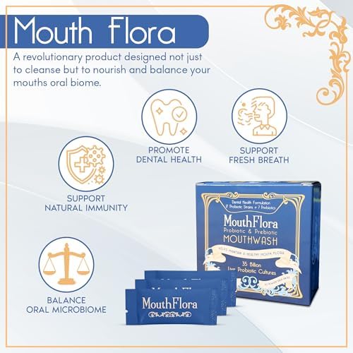 Probiotic & Prebiotic Mouthwash | Dental Health Formulation | 17 Probiotic Strains + 7 Prebiotics | 35 Billion CFUs | Concentrated Powder Formulation | 30 Pack