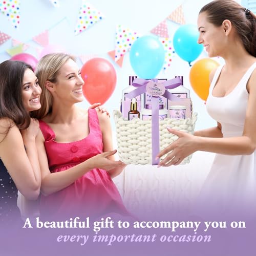 Bath & Body Kit, Spa Gifts for women - 20pcs Spa Gift Baskets Lavender Scented includes Body Wash, Bubble Bath, Bath Bomb, Manicure Set. Gifts for Mom, Birthday Gifts, Home Spa Kit Gift for Her