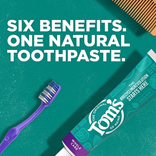 Tom's of Maine Whole Care Natural Toothpaste with Fluoride, Peppermint, 4 oz. 3-Pack (Packaging May Vary)