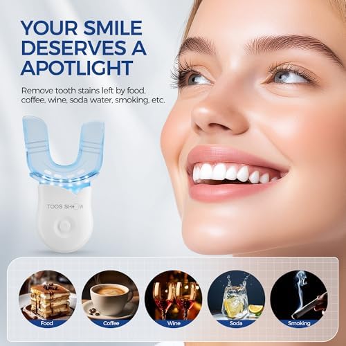 Teeth Whitening Kit for Sensitive Teeth,with 4 Carbamide Peroxide Pen & 1 Remineralization Pen,LED Accelerator Light Non,Tooth Whitener Professional Oral Care Gently Yet Effectively Removes Stains