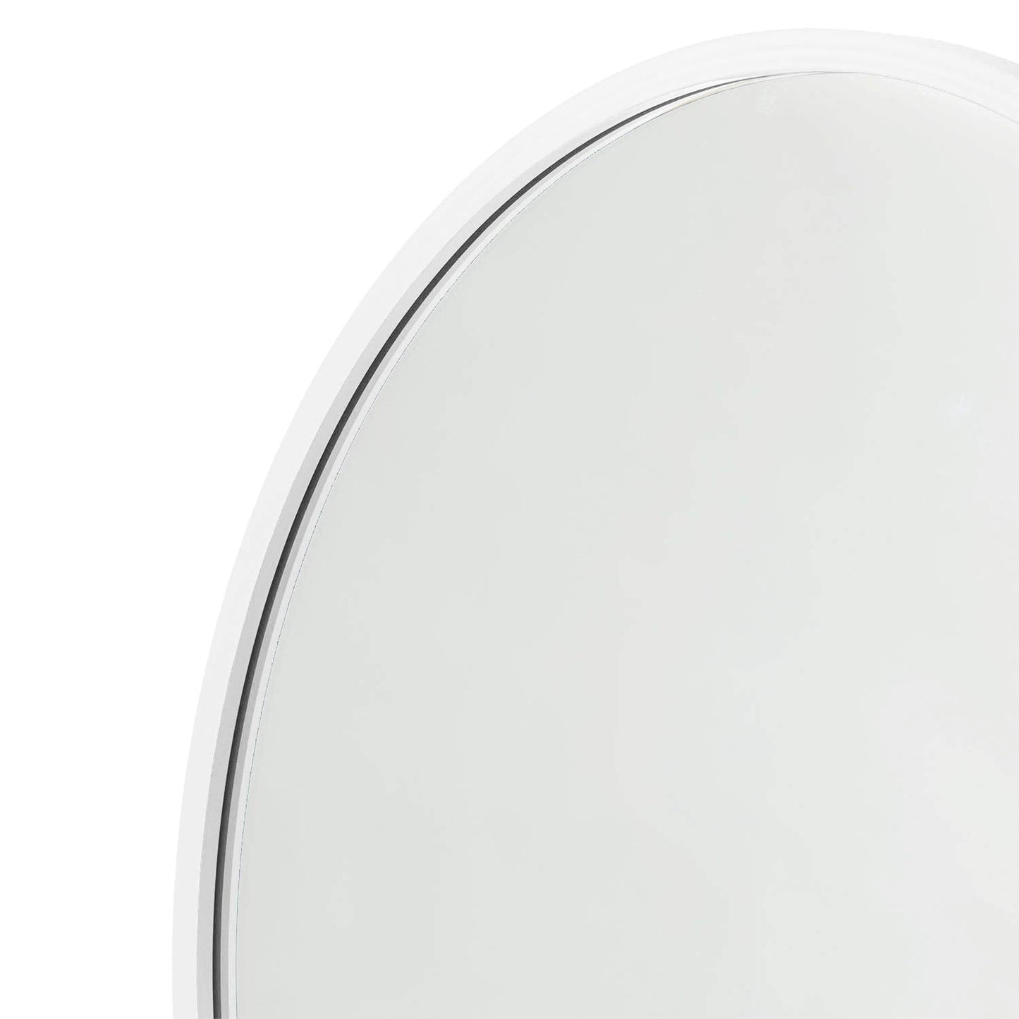 Better Bevel 36” x 36” White Rubber Framed Mirror | Round Bathroom Wall Mirror