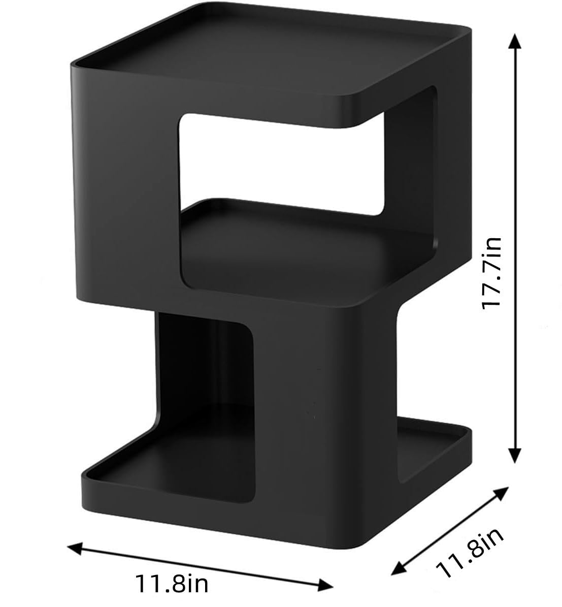 BAOGELIYA Metal Black Nightstands, Modern Side Table with 3 Tiers Storage, Small End Table for Couch, Living Room Bedroom, Bedside Tables No Assembly Required