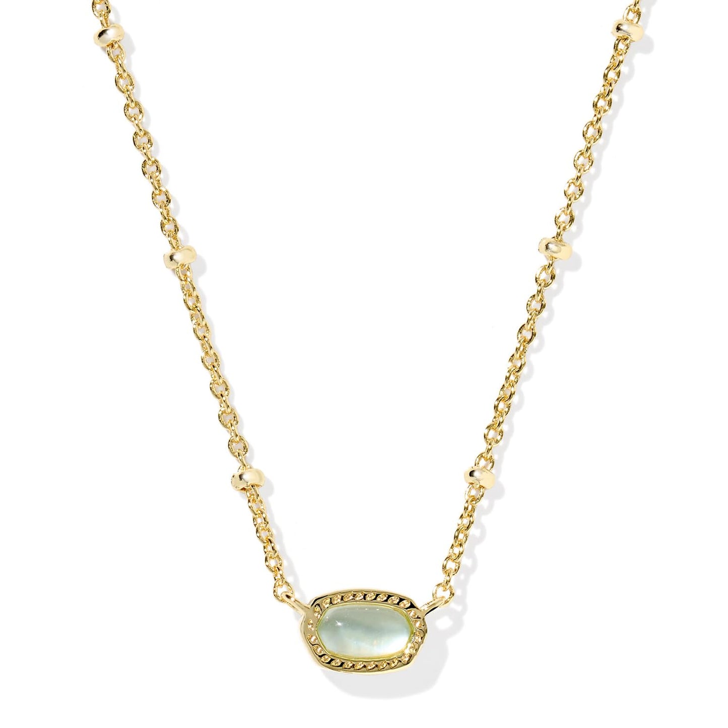 Kendra Scott Mini Elisa 14k Gold-Plated Satellite Short Pendant Necklace, Fashion Jewelry for Women, Light Blue Illusion