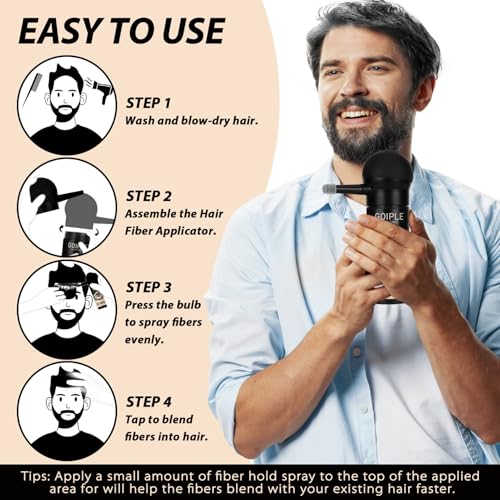 Hair Thickening Fibers&Pump Applicator Set Professional Hair Styling Set- Hair Fibers Barber Enhancement Spray for Mens Hair&Beard- Hairline Enhancer & Volumizing Spray Barber Enhancement Card (Black)