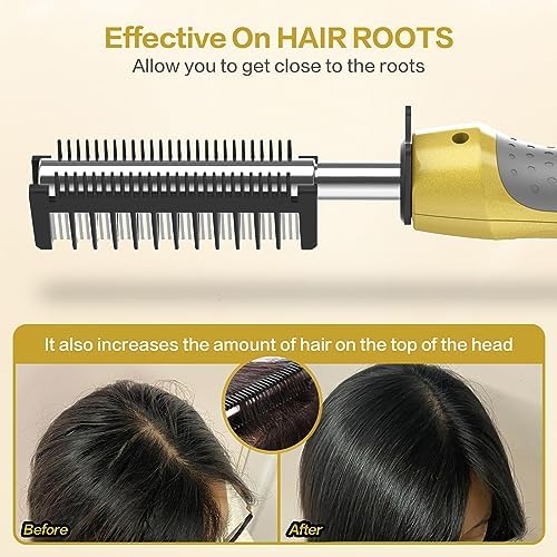 Electric Hot Comb Titanium Anti-Scald Straightening Comb for Wigs, Pressing Combs for Black Women Hair, Fast Heating Straightening and Styling for All Hair Types
