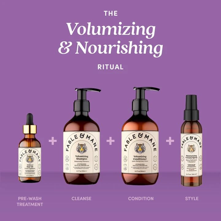 Fable & Mane Volumizing Conditioner, Plumps Strands for Bounce, Body and Fullness. Restores Elasticity with Amla For Thinning, Fine or Medium Hair Types