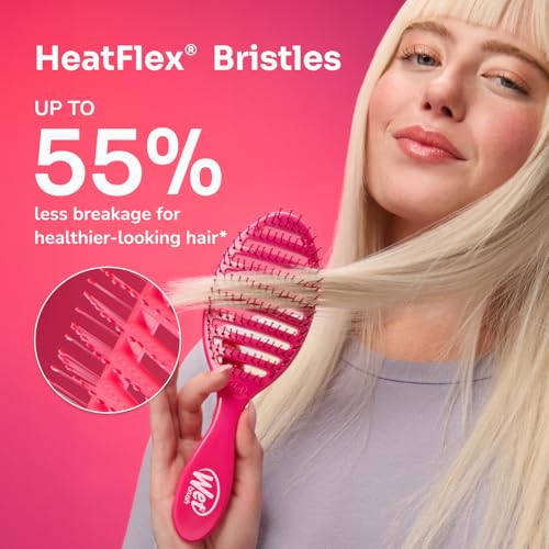 Wet Brush Speed Dry Hair Brush - Black - Vented Design and Ultra Soft HeatFlex Bristles Are Blow Dry Safe With Ergonomic Handle Manages Tangle and Uncontrollable Hair - Pain-Free (Pack of 2)